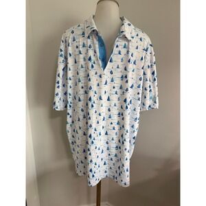 Scales Mens Sailboat Print Performance Polo Shirt XL Worthington Country Club